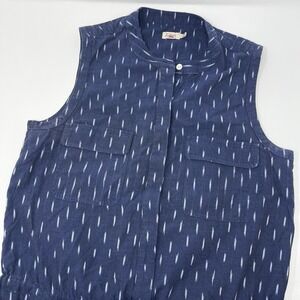 Faherty Saylor Midi Dress Midnight Ikat Sleeveless Drawstring Pockets Small